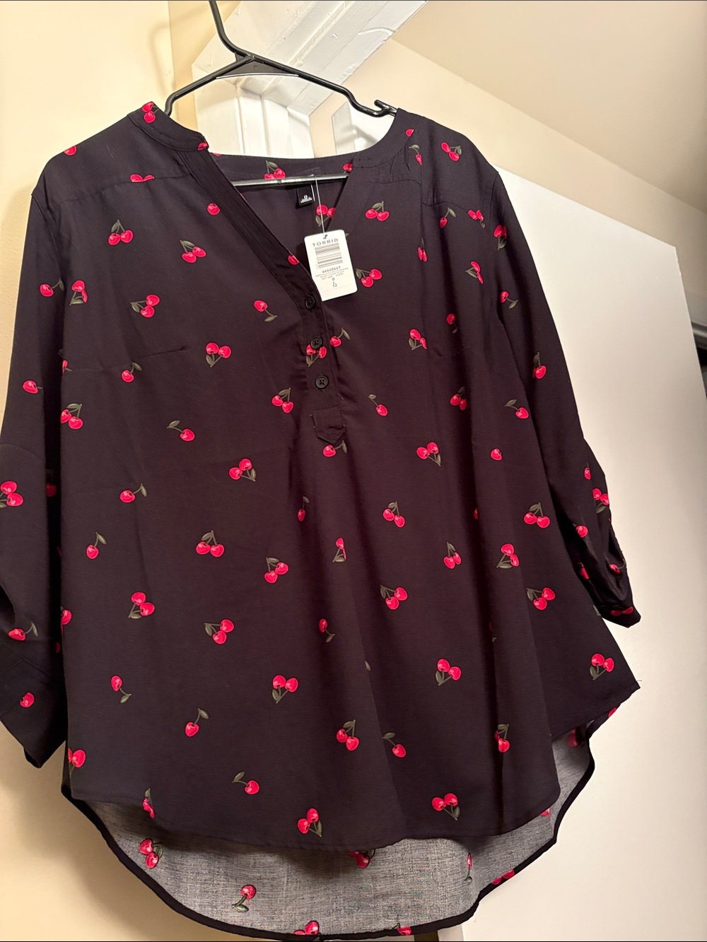 torrid Black Cherry Print Henley Tunic